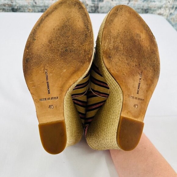 Tabitha Simmons Striped Espadrille Wedges Size 40 Pink Blue Stripe - Picture 8 of 11